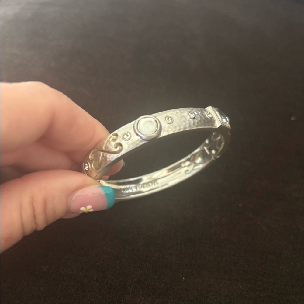 Brighton “Life’s pleasures” engraved Silver & Gemstone Hinged Bangle Bracelet